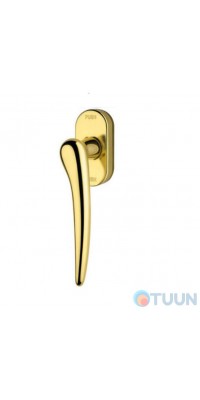 Linea Cali window handle, Pin-up, matte brass
