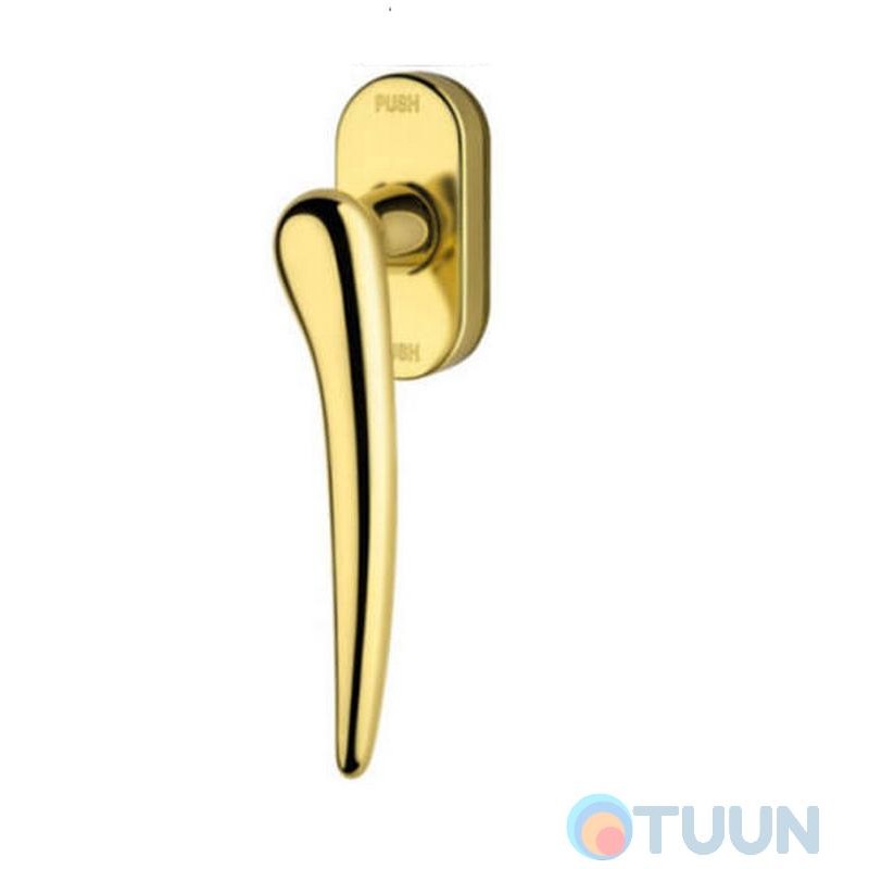 Linea Cali window handle, Pin-up, matte brass