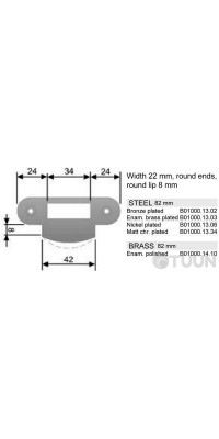 AGB Art. B010001303 matching bar for the mechanism of the combination. brass with a semicircle of 8mm