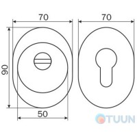 Комплект броненакладки Protect 14mm c кольцом овальная CP хром (прошивная)