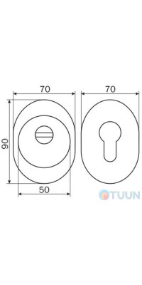 Комплект броненакладки Protect 14mm c кольцом овальная CP хром (прошивная)