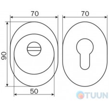 Protect 14mm armor plate set with oval CP chrome ring (stitched)