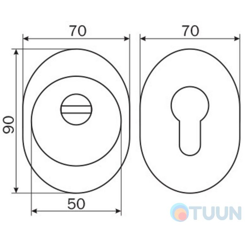 Protect 14mm armor plate set with oval CP chrome ring (stitched)
