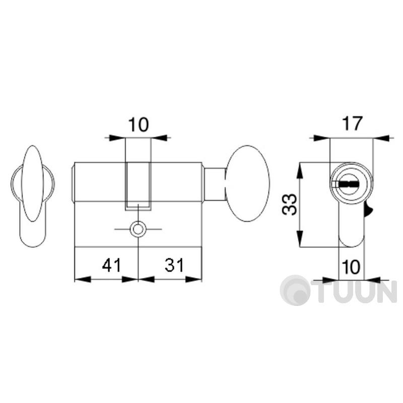 Циліндр Mgserrature 31/41P = 72mm кл/ручка латунь 5 ключей