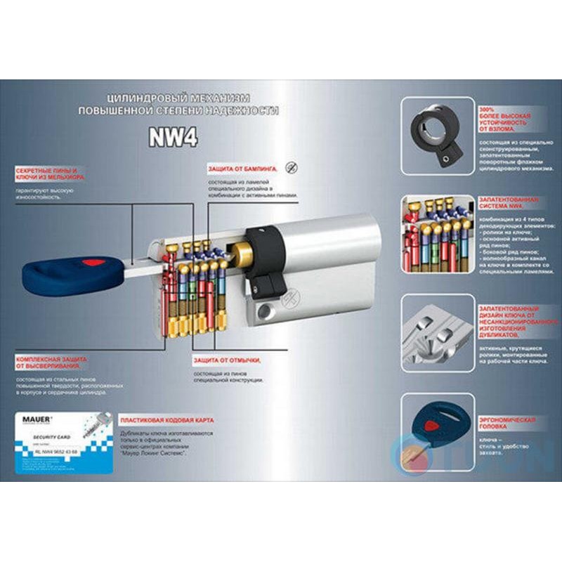 Циліндр Mauer NW4 (31х36) кл/кл нікель