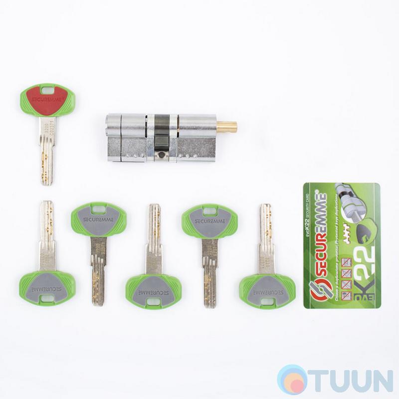 Цилиндр Securemme 3220PCS35351X5 К22 35/35 мм 5кл +1 монтажный ключ/ручка мат.хром