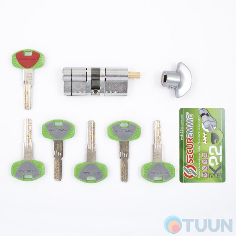 Цилиндр Securemme 3220PCS35351X5 К22 35/35 мм 5кл +1 монтажный ключ/ручка мат.хром