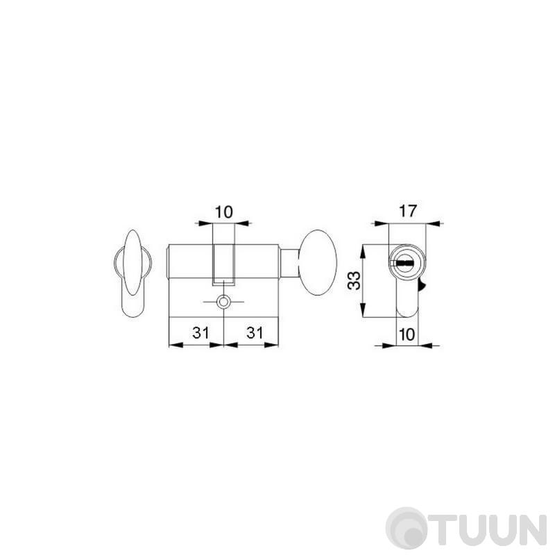 Циліндр Mgserrature 31/31 = 62mm кл/кл латунь 5 ключей