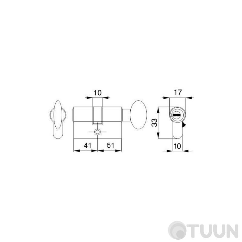 Циліндр Mgserrature 41/51P = 92mm кл/ручка латунь 5 ключей