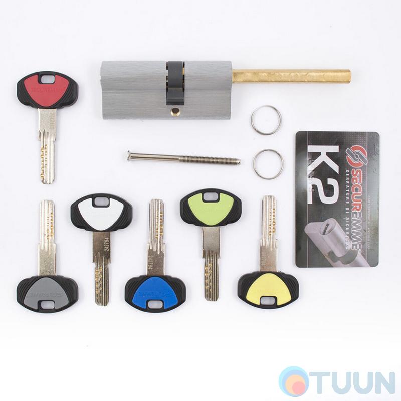 цилиндр Securemme 3200QCS30401X5 К2 30/40 мм 5кл+1 монтажный ключ, со штоком, мат. хром