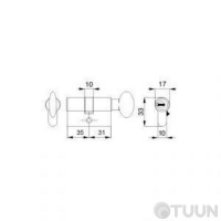Циліндр Mgserrature 31/35 = 66mm кл/шток L 14mm мат нікель 5 ключей