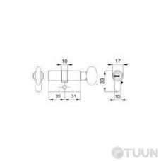 Cylinder Mgserrature 31/35 = 66mm key/rod L 14mm matt nickel 5 keys