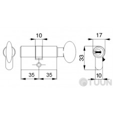 Cylinder Mgserrature 35/35 = 70mm key/key brass 5 keys