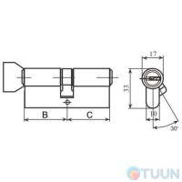 Циліндр Protect 45/45мм лаз. 90мм 5кл плоск. повор. хром
