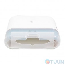 Folding paper towel dispenser, key, white transparent. 250-300 sheets