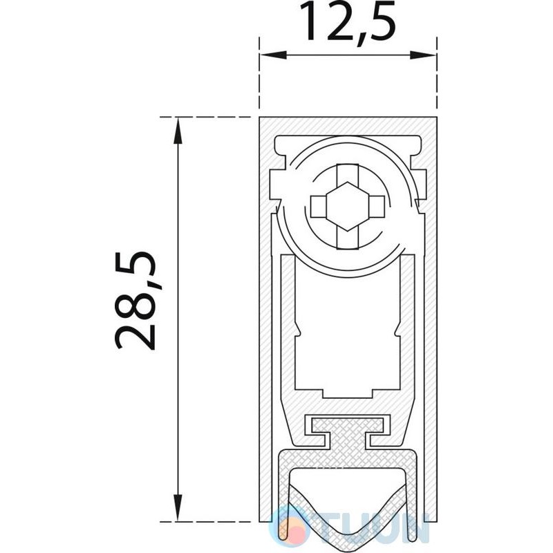 Aluminum threshold with rubber insert 63-43 cm 420
