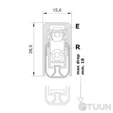 Aluminum threshold with rubber insert 93-83 cm 1700 XNS