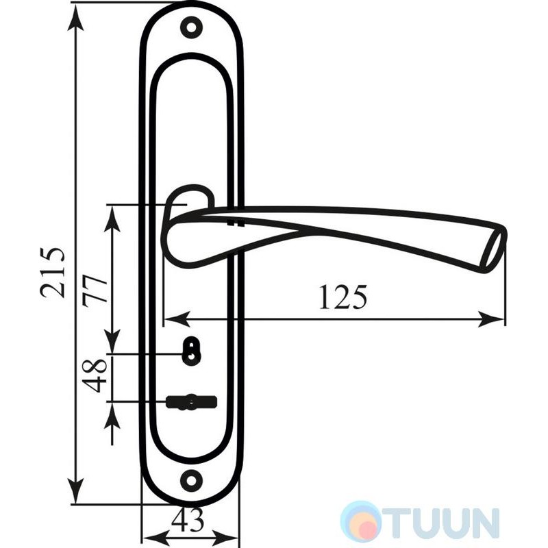 Handle on a bar for a mortise lock BR-77 chrome