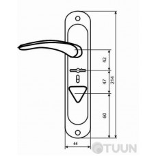 Handle on a bar for a mortise lock BR-42-L nickel lion