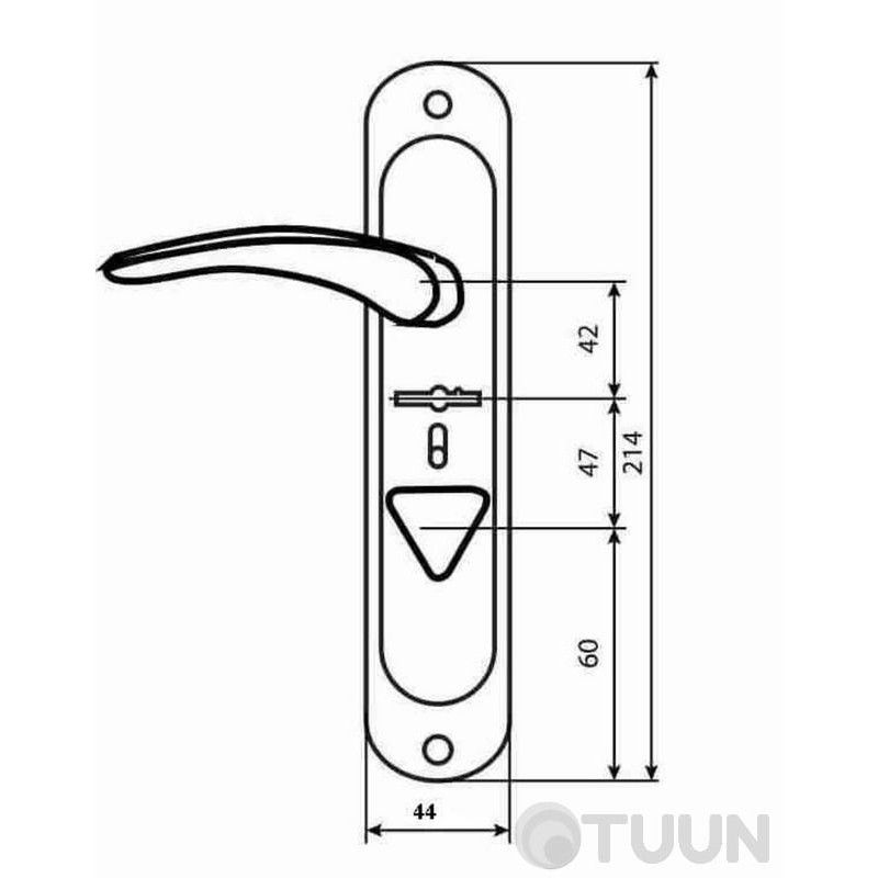 Handle on a bar for a mortise lock BR-42-L nickel lion