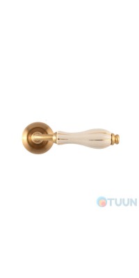 Ручка на розетті Fimet 148-231C F02 Lady мат латунь/порцеляна/слонова кістка золота смужка R ф/з