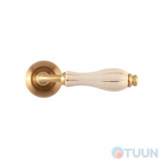 Rosette handle Fimet 148-231C F02 Lady matte brass/porcelain/ivory gold stripe R f/z