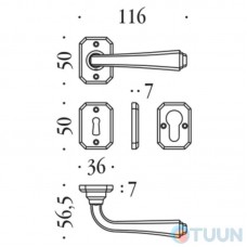 Colombo Bellagio handle KBE11RB BR unlacquered bronze