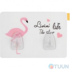 Arino Double plastic hook Flamingo, silicone base