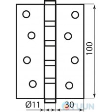 Hinge 100*2.5 (4 panels, steel) brass BRUNO
