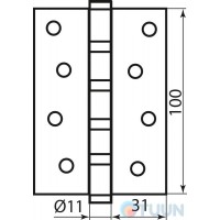 Завiса 100 * 2,5 (4 підшип, сталь) мат нікель Fuxia