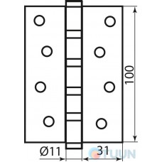 Hinge 100 * 2.5 (4 bearing, steel) matte nickel Fuxia
