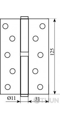 Hinge 125 * 2.5 (1 bearing, steel) semi-brass left Fuxia