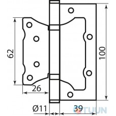 Hinge RDA 100*2.5 (2 panels, steel) Eurocento titanium