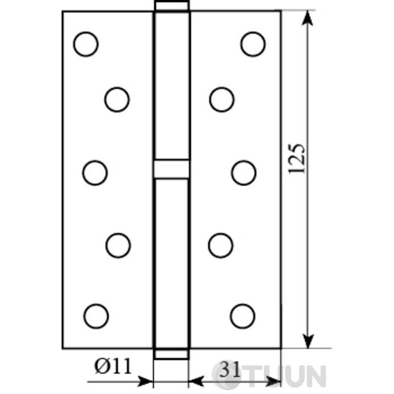 Петля 125 * 3*2,5 (1 подшип, сталь) мат.ант латунь правая Fuxia