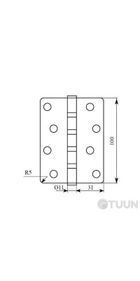 Hinge RDA 100*3*2.5 (4 panels, steel) closed R5 matt nickel