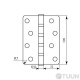 Hinge RDA 100*3*2.5 (4 panels, steel) closed R5 matt nickel
