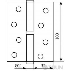 Hinge 100 * 2.5 (1 bearing, steel) semi-brass left Fuxia