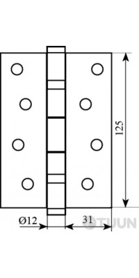 Hinge 125 * 3 (2 bearing, steel) matte chrome Fuxia