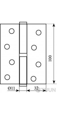 Петля 100 * 2,5 (1 подшип, сталь) пол.латунь правая Fuxia