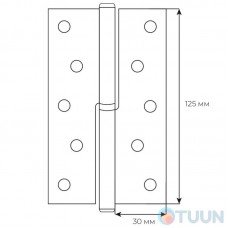 Завіса RDA 125*3*2,5 (1 подш, сталь) хром ліва