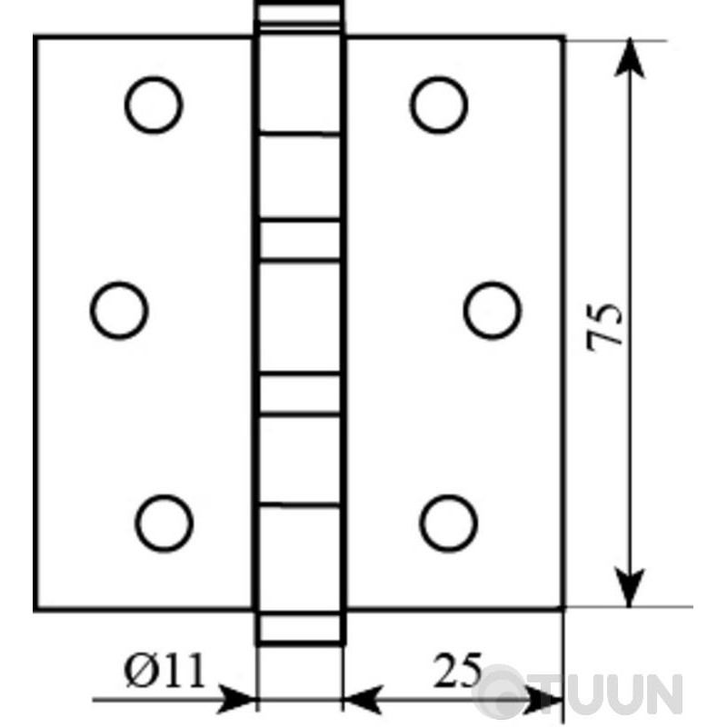 Завiса 75 * 2,5 (2 підшип, сталь) антична латунь Fuxia