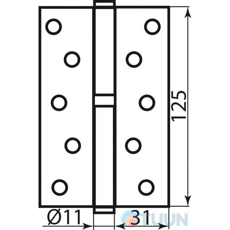 Завіса RDA 125*3*2,5 (1 подш, сталь) мат. ант латунь ліва
