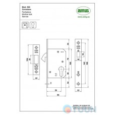 Замок для раздвижных под цилиндр MORTICE LOCK 500-50 SATIN NICKEL