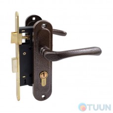 Set (handle on the bar 55910K6+lock 968-45+cylinder zinc.60mm+3 keys) brown