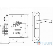 BR-55 set (handle on the bar + mortise lock CY-5555F + 5cl) black