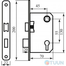 Set (handle on the bar 0528 + lock 968-45 + cylinder 65mm +3 keys) white