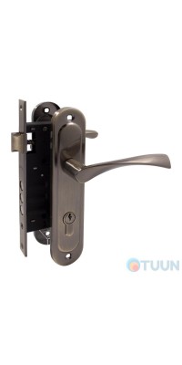 Bravo 70 set (handle on the bar+lock+cylinder English 68mm+5 keys) brass