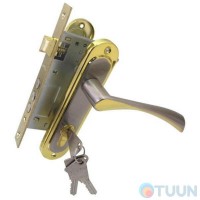 Ручка на планці Bravo 162 кл +замок 1025 + циліндр 60мм+ 3 кл мат нікель/золото