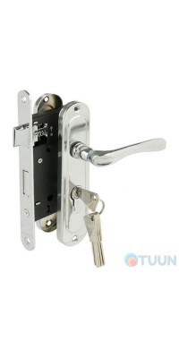 Set (handle on the bar 0528 + lock 968-45 + cylinder 65mm +3 keys) chrome