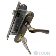 Handle on the bar 910K6 + lock 1025 + cylinder 60mm+ 3 cl matte ant brass
